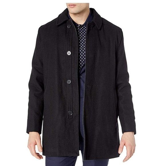 NWT Ike Behar Men's Seville Quilted Lining Wool Jacket Black Size